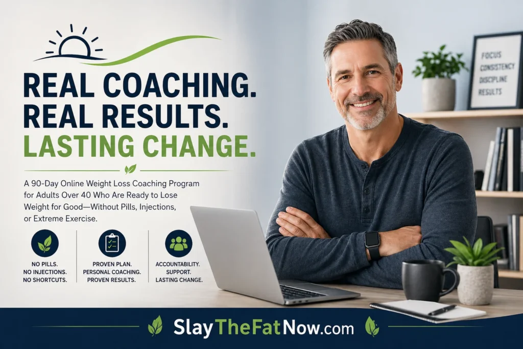 Online Weight Loss Coaching for Adults Over 40 Online weight loss coaching for adults over 40 with personal coach and healthy lifestyle setup