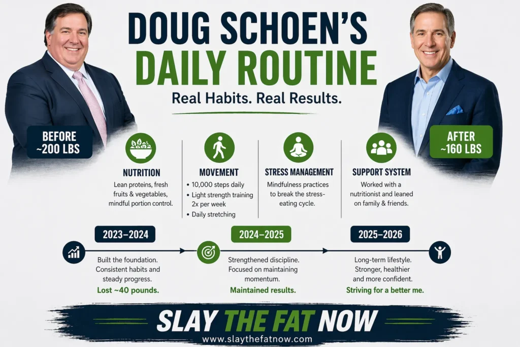 Doug Schoen Daily Routine for Weight Loss Doug Schoen weight loss transformation showing daily routine, habits, and timeline from 2023 to 2026