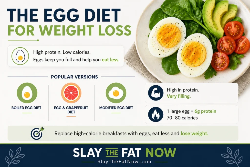 Egg Diet for Weight Loss – Simple High Protein Plan convert this image to webp format and keep size under 200 kb and also give me alt text, title, caption and description for website