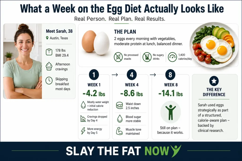 Egg Diet Results: Real 8-Week Transformation Plan Egg diet weight loss infographic showing real results over 8 weeks with simple meal plan