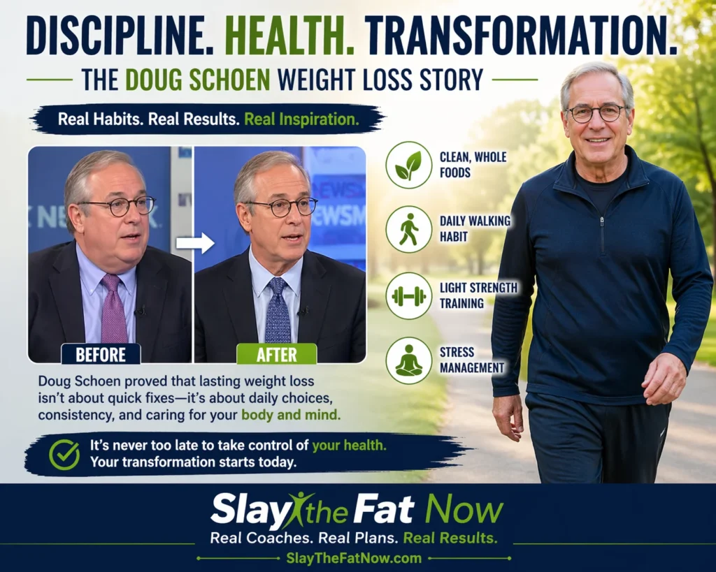 Doug Schoen Weight Loss Transformation Doug Schoen weight loss transformation showing before and after results with healthy lifestyle habits like walking, clean eating, and strength training