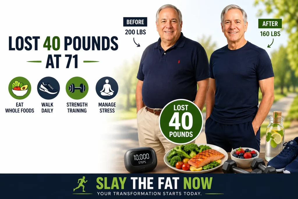 Doug Schoen weight loss transformation showing before and after results with healthy lifestyle habits like walking, clean eating, and strength training